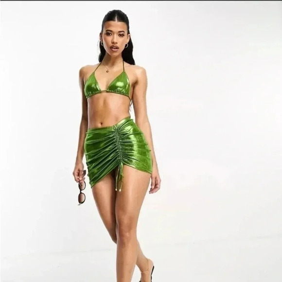 ASOS South Beach Green Metallic Bikini - Picture 2 of 8